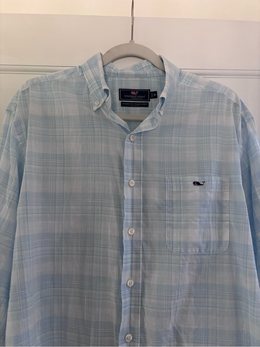 Vineyard Vines Men’s Pale Blue Plaid Button-Down Shirt